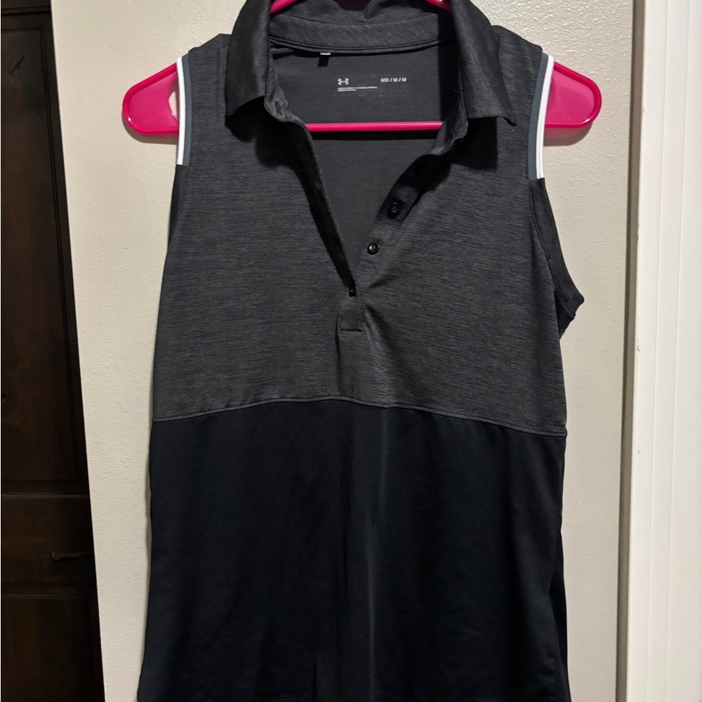 Under Armour Charcoal Button-Up Polo